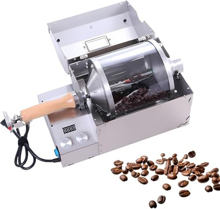 Quartz Drum Coffee Roaster 1200w, Indoor Electric Coffee Roasting Machine with Adjustable Velocity, Home Coffee Roaster for Fresh Beans and Nut Roasting