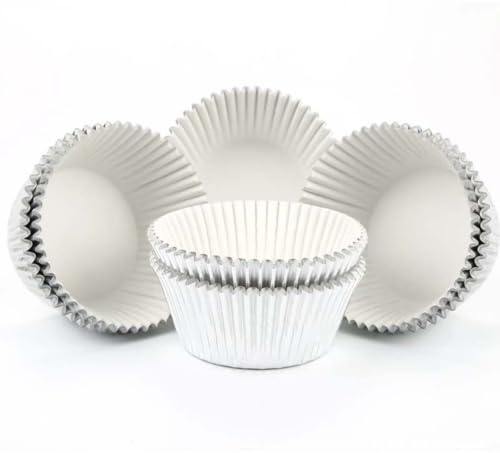 100Pcs Foil Cupcake Cases,Muffin Cases for Baking,Premium Foil Baking Cups for Christmas,Parties,Celebrations