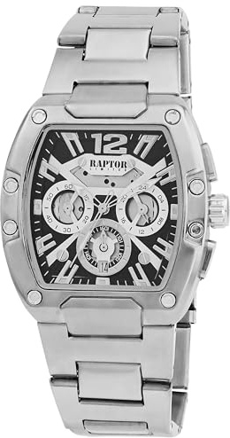Raptor Damen Armbanduhr Analog in Silber, Gesamtlänge 23.5 cm, Edelstahlarmband – 5 ATM