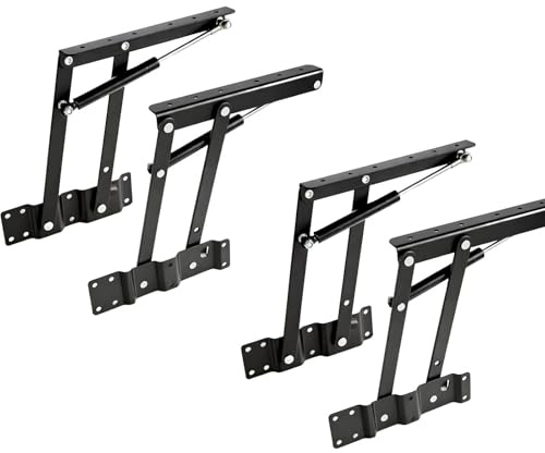 SUNNYNEST 4 Pcs Ottoman Lift Top Mechanism, Heavy Duty Hydraulic Lift Hinges for Coffee Table & Ottoman, Folding Lift Up Hardware, Black