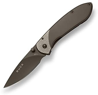 Buck 0327TTS Uni Einhandmesser Nobleman, Stahl 440 A, Edelstahl-Heft mit, Titanbeschichtung, Clip, One Size