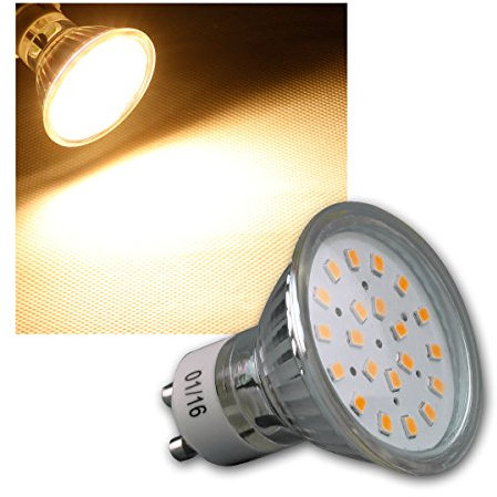 ChiliTec LED Strahler GU10 3Watt Ersatz für 35Watt Halogen H40 SMD 120° 230V/3W 280lm 3000K Warmweiß