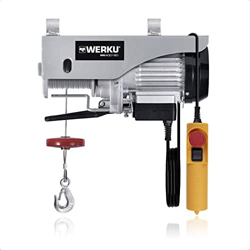 Werku WK400160, Polipasto Cable, Calidad Profesional, Carga MAX 200 kg, Potencia 450 W, Protección IP54, Altura MAX 18 m