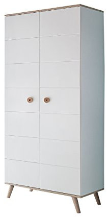 Wimex Kleiderschrank/ Drehtürenschrank Billund, (B/H/T) 84 x 202 x 55 cm, Weiß/ Absetzung Eiche Sägerau