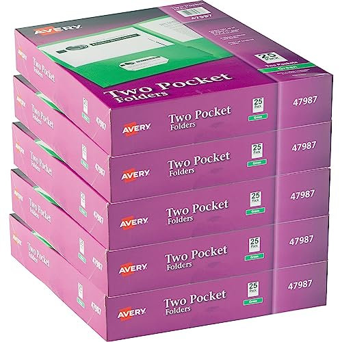 Avery Zwei Einsteckmappen, für bis zu 40 Blatt, Visitenkartenfach, Etui mit 125 grünen Ordnern (47987)