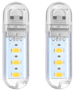 LEDMOMO 2PCS mini bewegliches helles 3 LED-Nachtlicht USB-Lampe , Polykarbonat (warmes Weiß)