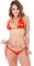 Damen-Bikini, brasilianischer Wet-Look, Badeanzug, metallisch, glänzend, Dessous-Set, Bademode, rot, onesize