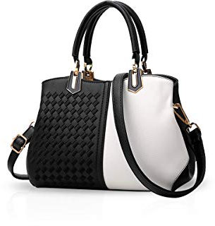 NICOLE & DORIS Femmes Sacs à Main Sac d'épaule Sac Messenger Sac bandoulière Cuir PU Souple Noir Blanc