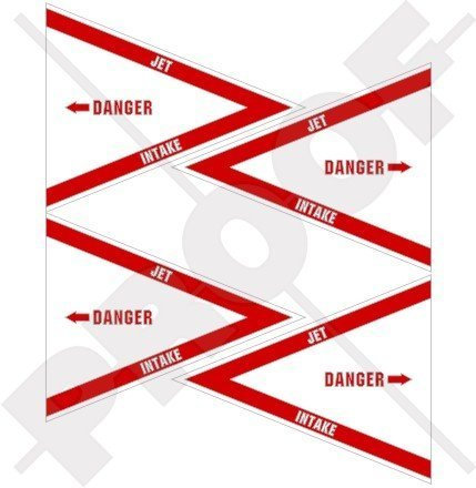 GEFAHR JET INTAKE, US Navy USAF Flugzeug 50mm Auto & Motorrad Aufkleber, x4 Vinyl Stickers