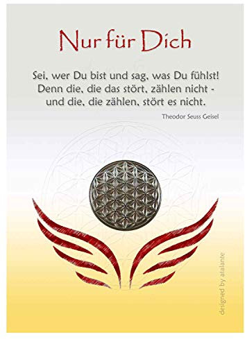 EnerChrom Blume des Lebens Glücksmünze - Nur für Dich - 1 Stück, Farbe Silber - Glücksbringer Zitat Lebensblume Talisman