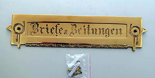 GRAF von Gerlitzen Antik Style Jugendstil Briefschlitz Briefklappe Brief Schlitz Klappe Brief Einwurf Briefeinwurf Post Postklappe Messing TLP-1P