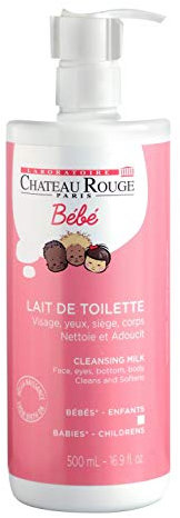 LABORATOIRE CHÂTEAU ROUGE - Lait de Toilette Bébé 2-en-1 - Flacon Pompe 500 ml - Nettoie, Hydrate & Apaise - Peaux Sensibles - Hypoallergénique - Sans Rinçage - Testé Dermatologiquement