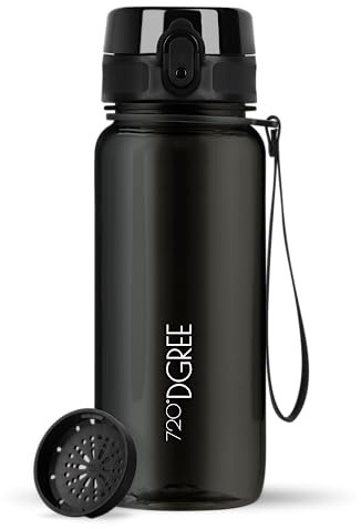 720°DGREE Trinkflasche ”uberBottle” – BPA-Frei, 6 Größen, über 40 Farben | Leichte Premium Tritan Sportflasche mit Sieb - Wasserflasche für Sport, Kinder, Schule, Fahrrad, Büro, Uni, Outdoor, Alltag