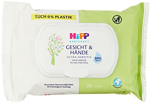 HiPP Babysanft Gesicht und Hände Tücher, 12er Pack (12 x 20 Stück)