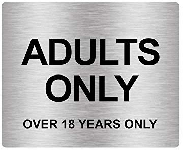Aufkleber mit Aufschrift Adults Only (Over 18 Years Only), Hinweisschild für Tür, Sicherheitsschild, Silber/Gold/Rot/Gelb (Größe 12 cm x 10 cm) (Silber)