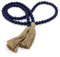 CVHOMEDECO. Wood Beads Garland with Tassels Farmhouse Rustic Wooden Prayer Bead String Wall Hanging Accent for Home Festival Decor. Navy Blue