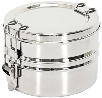 COOK CONCEPT KA4803 - Fiambrera redonda de 2 niveles de 140 cl, para cocina, para llevar y accesorios, metal y acero inoxidable