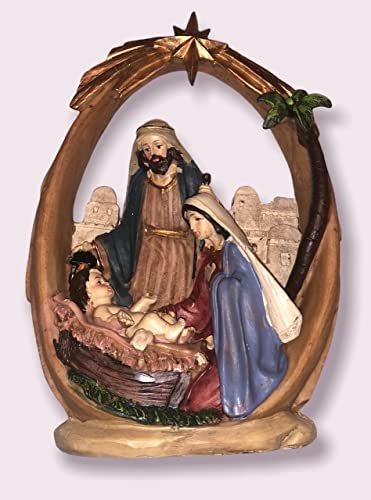 SUPwave Weihnachtskrippe mit Figuren (handbemalt), Heilige Familie, Weichnachten, Krippe, Handbemalt