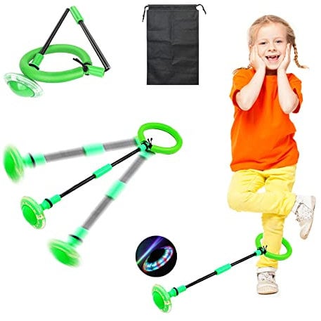 HIQE-FL Springender Ball Blinkender,Swing Wheel mit Lichtrad,Kinder Blinkender Springring,Faltbarer Flash Jumping Ballm,Blinkender Sprungball