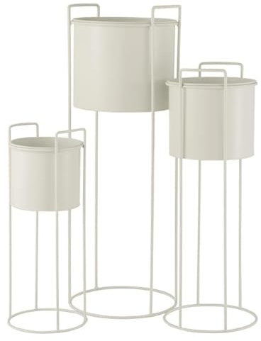 Paris Prix Lot de 3 Cache-Pots sur Pied Métal 80cm Blanc