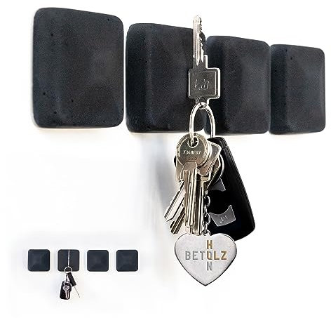 BETOLZ® Design Schlüsselhalter Magnetisch aus Beton [‎7,5 x 7,5 x 2,5cm] Alternative zum Schlüsselbrett ohne Bohren/Schlüsselaufbewahrung zum Kleben - 4er Set
