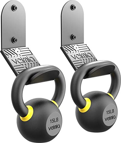 veimia Kettle Bell Wall Rack (2-Pack), Wall Mounted Kettlebell Storage Hanger, Gym Storage Mount for Many Size Kettlebell, Kettlebell Rack with Rubber Mat for Home or Commercial Gyms