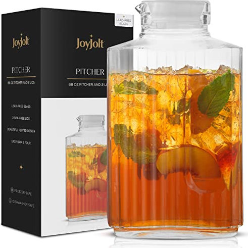 Kool Aid Glaskrug mit Deckel (2 Deckel), rechteckig, für heiße oder kalte Getränke, 2 l