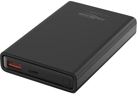 ANSMANN Mini Powerbank 22,5 W PB222PD - Externer Akku mit Einer Kapazität von 10.000 mAh - Notstrombatterie mit USB-A- und USB-C-Anschlüssen, ideal für Smartphones, Tablets, Laptops - Schwarz