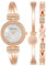 Anne Klein Women's Premium Crystal Accented Bangle Watch and Bracelet Set Pink