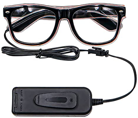 Namvo Leuchtende LED-Brille, im Dunkeln leuchtende Brille, Lametta-Neon-Karnevalsbrille für Party, Konzert, Live, Halloween, Neuheitenparty, Partybrille, Geschenke (weißes Licht)