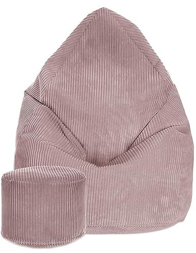DreamRoots Sitzsack Cord Kinder Sitzsäcke Mädchen Jungen 70x70x105cm - Sitzsack mit Füllung, Hocker, Lehne und Bezug - Bean Bag Chair - Sitzkissen Boden - Chill Sack