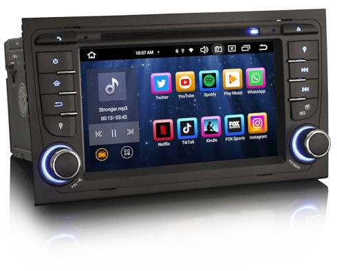 GONFEN 7 Zoll Acht-Kern Android 12 GPS Autoradio Für Audi A4 S4 RS4 8E 8F B9 B7 RNS-E SEAT EXEO mit Navigation DAB+ DSP WiFi 4G Bluetooth 5.0 Canbus SWC CarPlay Android AUTO 4GB RAM 64GB ROM OBD2 TPMS