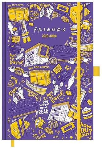 Pyramid – Friends 2025 A5 Diary, 14,8x21cm, täglicher Organizer für Fans der beliebten TV-Serie, Kalender für Büro & Schule