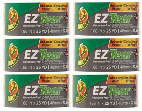 Duck Brand EZ Tear Paper Packband für Boxen, 137 m Papierverpackungsband, ideal für Versand, Versand, Umzug und Lagerung, leicht zu reißen, beschreibbare Oberfläche, Hellbraun, 4,8 cm x 22,8 m, 6