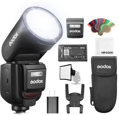 Godox V1 Pro-C V1pro C TTL Flash d'appareil Photo à Tête Ronde pour Canon, Flash Li-ION 78Ws 2.4G HSS 1/8000s avec Flash Externe SU-1, Lampe de Modélisation LED Flash Godox Canon