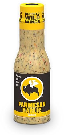 Buffalo Wild Wings Parmesan Garlic Sauce, 12 fl. oz., Perfect Dipping Sauce, Chicken Marinade, Chicken Parmesan Topping and Wing Seasoning, Made with Italian Herbs
