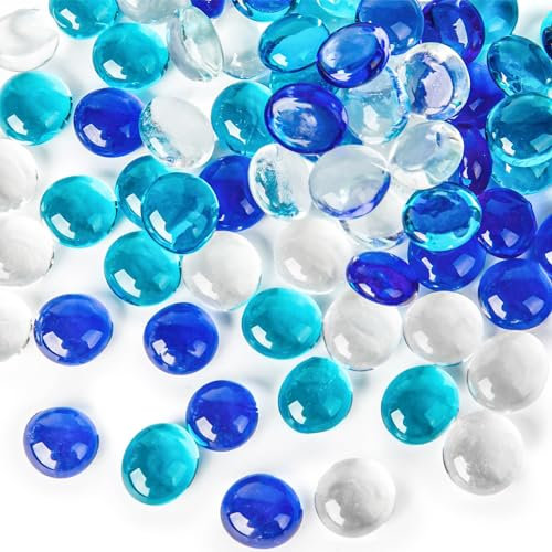 VGOODALL Mini Glass Beads 450g, 180PCS Glass Pebbles for Vases, Art & Home Decor