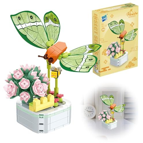 SPHERETRON Klemmbausteine für Erwachsene - Blumen und Schmetterlinge Bausatz - Set für Valentinstag, Weihnachten, Geburtstage Geschenk