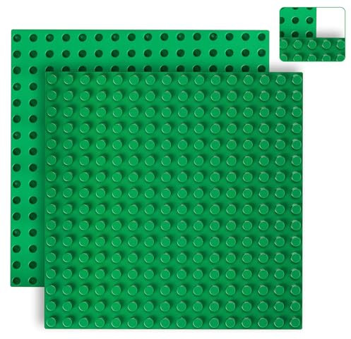 Sprießen 2 Große Bauplatte Kompatibel Mit Lego Duplo Platten, Platten-Set Kompatibel Mit Legoplatten, 25x25cm Grundplatte Kompatibel Mit Lego Duplo Bauplatten, Mit 16 x 16 Noppen, Classic Grundplatte