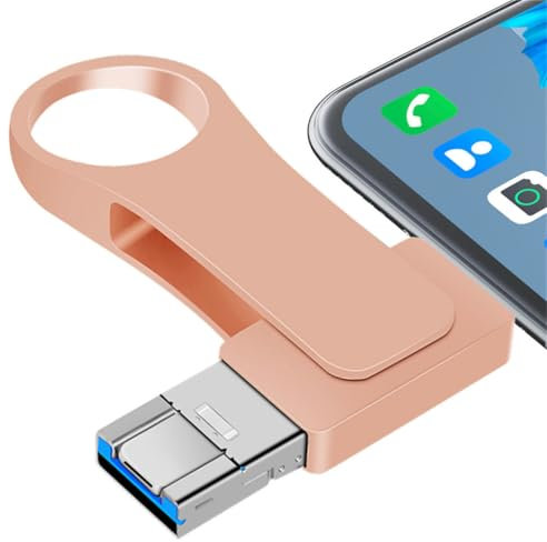 Lyshery USB Stick 128GB 4 IN 1 Memory Stick USB 3.0 Photo Stick 128GB Speicherstick Metall USB Flash Drive for Smartphone Computer Laptop Android PC Data/Pictures Copied with One Click