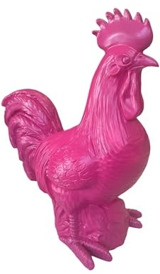 Sparfroh Hahn Gartenfigur 30cm Pink