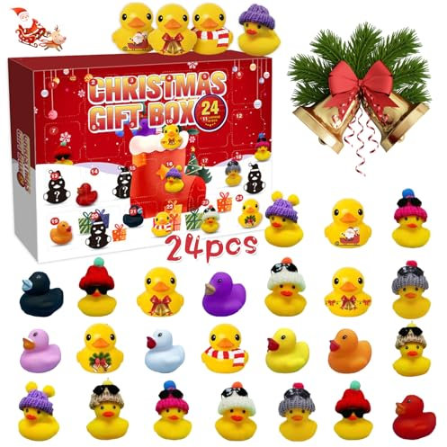 Adventskalender Enten 2024,Adventskalender 2024,Gummi-Enten-Adventskalender 2024,24 Tage Weihnachten Countdown,Enten Adventskalender,Weihnachtskalender,für Mädchen und Jungen,Kinder