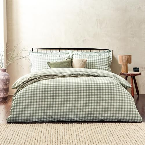 Yard Barton Quadri Vichy Set Copripiumino – 100% Cotone Reversibile Federe Oxford Morbido E Traspirante Biancheria Da Letto Premium (Foresta – Doppio – 200x200cm)