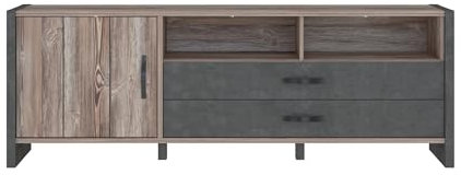 möbelando Lowboard >Note< Der TV-Schrank Note überzeugt mit modernem Design in Betonoptik Dunkelgrau, bietet 2 Fächer, 2 Schubladen und eine hohe Stabilität (B/H/T: 189,6 x 67,8 x 43,1 cm).