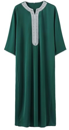 Générique Gandoura marocaine jawhara - Vert bouteille/Broderie Blanche