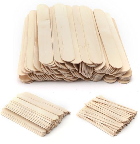 ZMDMAH Lot de 300 spatules en bois - Bâtons de glace en bois - Spatules en bois - Spatules en bois - Pour le bricolage, l'épilation, les traitements ou le travail du bois