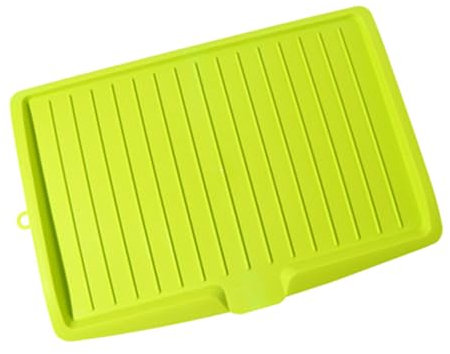 WPKD BLUEIY Escurreplatos de plástico, diseño rectangular multiusos, bandeja de drenaje de cocina que ahorra espacio para cubiertos, frutas y verduras, verde, 40 x 30 cm