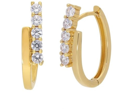 GLIZZ Damen-Ohrringe 333 Gold Klapp-Creolen Mit Zirkonias zauberhafter Ohrschmuck für Frauen, wunderschönes Accessoire und edle Geschenkidee GL8355