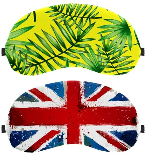 2 Packs Eye Mask for Side Sleeper, Sleeping Mask, British Union Jack Sleep Eye Mask, Soft Eye Shade Cover for Travel, Nap, Plane, Light Blocking
