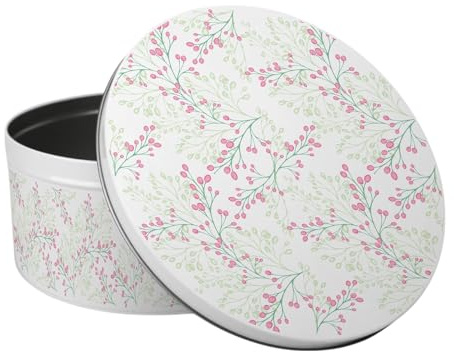 Delicate Floral Cake Tin - Pink Blossoms Kitchen Gifts for Her - Large Round Metal Kitchen Storage Container 23 x 10cm